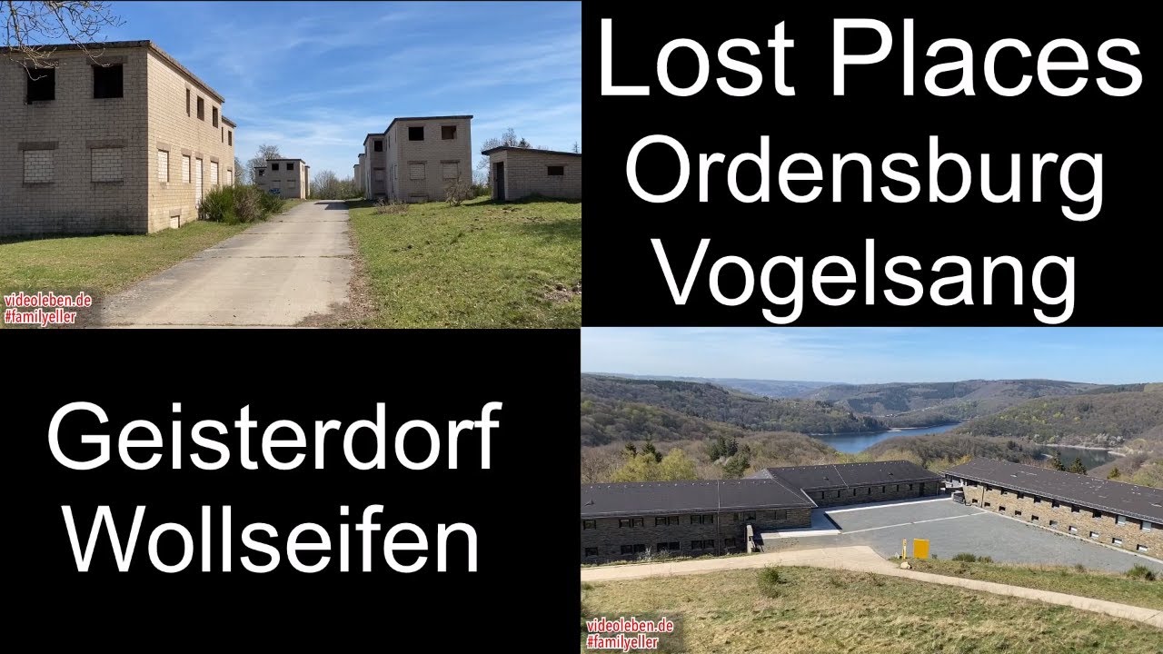 Geisterdorf Wollseifen mit leerstehenden Gebäuden und Blick auf Tal.