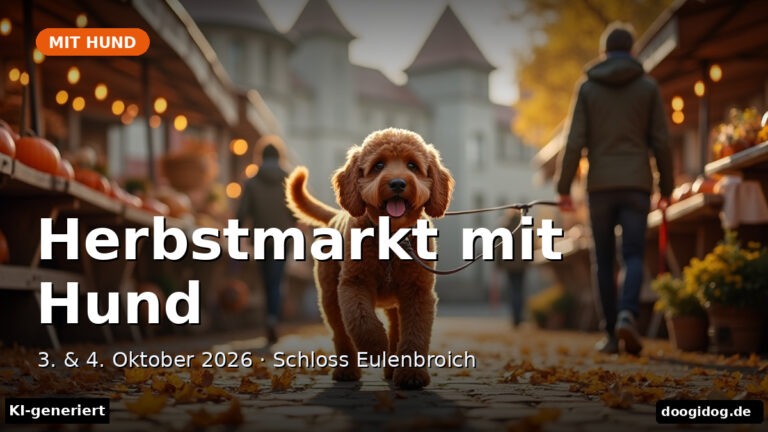 Herbstmarkt Schloss Eulenbroich mit Hund 2026: Angeleint über den Manufakturmarkt in Rösrath