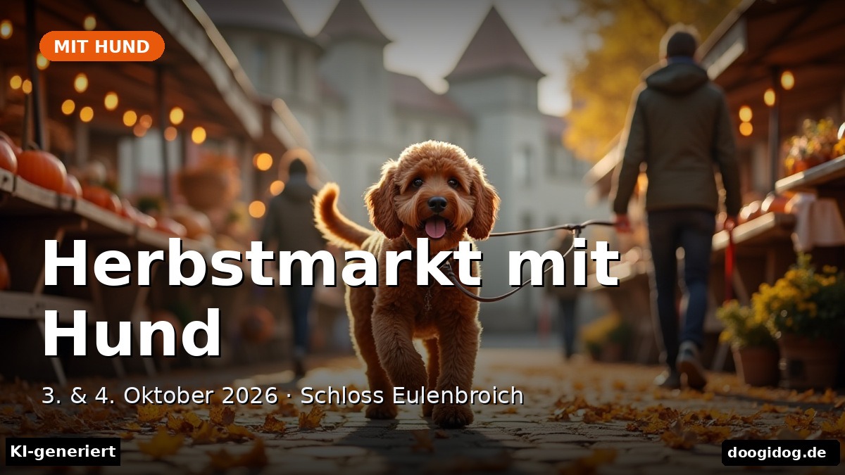 Herbstmarkt Schloss Eulenbroich mit Hund 2026: Angeleint über den Manufakturmarkt in Rösrath