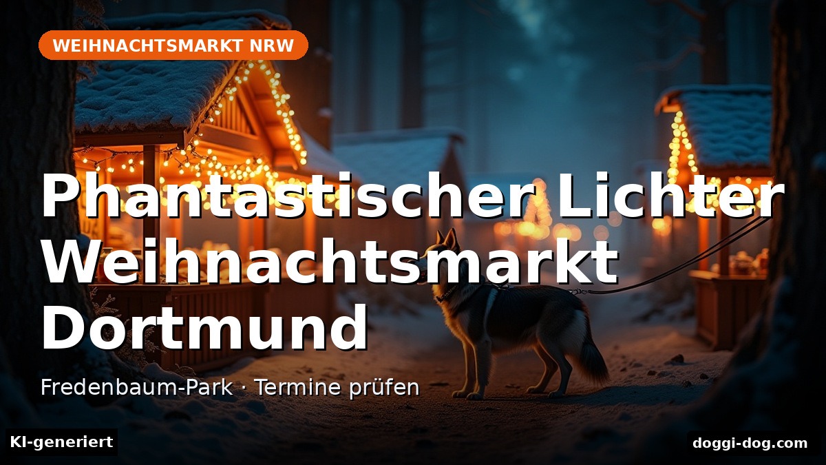 Phantastischer Lichter Weihnachtsmarkt in Dortmund: Fredenbaum-Park · Termine prüfen, Text-Cover mit Titel, KI-generiert