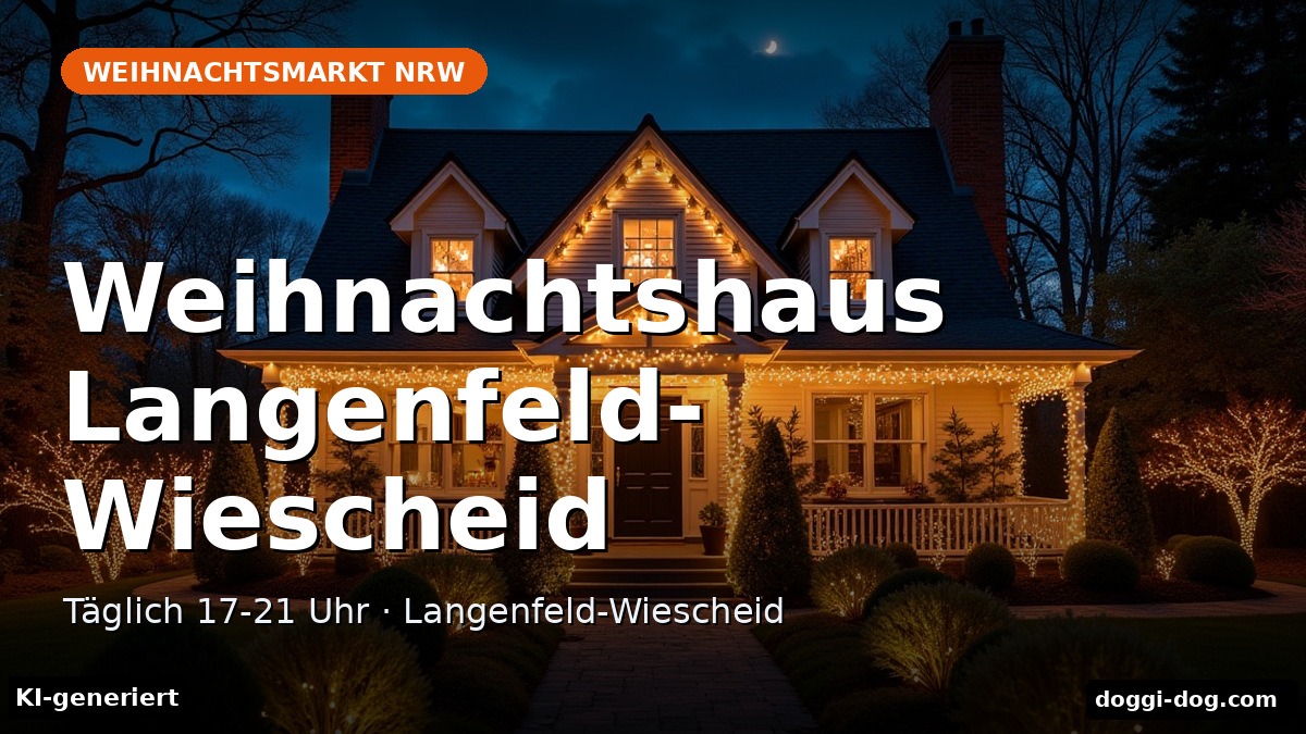 Weihnachtshaus Langenfeld-Wiescheid: Täglich 17-21 Uhr · Langenfeld-Wiescheid, Text-Cover mit Titel, KI-generiert