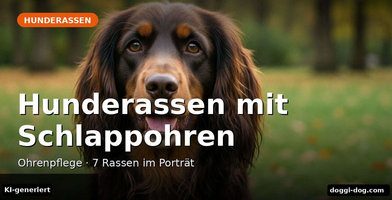 Hunderassen mit Schlappohren – Text-Cover: 7 Rassen und ihre Ohrenpflege (KI-generierte Darstellung)