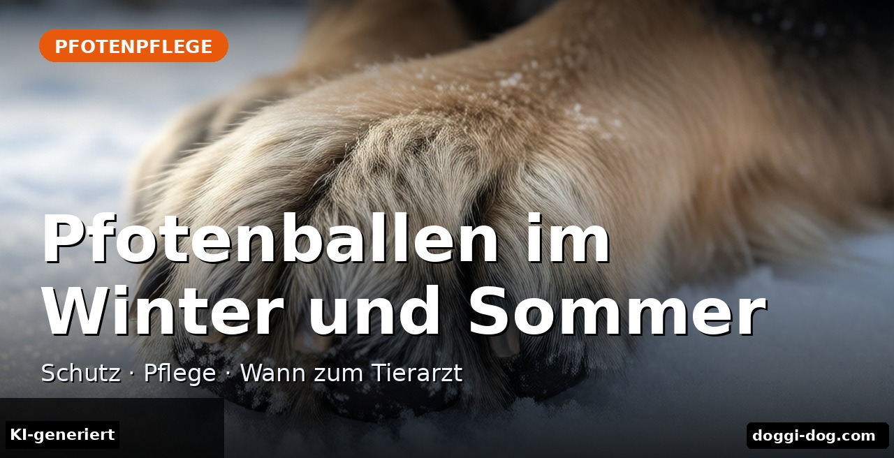 Hundepfote liegt auf frischem Schnee – Beitragsbild zu Pfotenpflege im Winter und Sommer bei doggi-dog.com